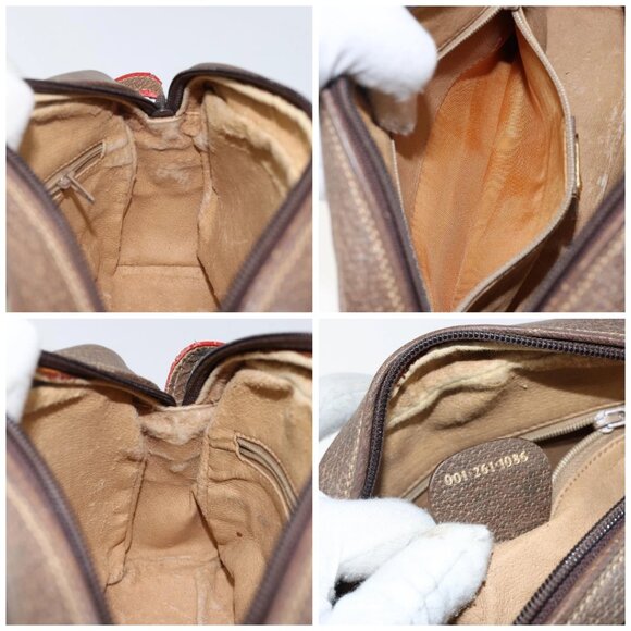 GUCCI GG Supreme Web Sherry Line Bag PVC Beige Gold 001 261 1086 Auth BA6005 - Picture 15 of 16